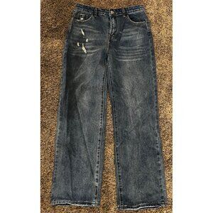 Lot Of 2 Shein ~ Medium Wash Straight Leg Jeans Size Large (8/10)-High Waist